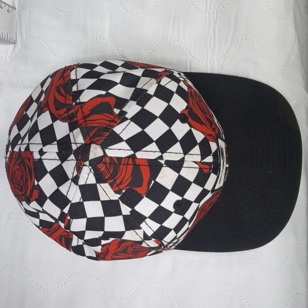 Neff Disney Mickey Hat Checker Flag Red Roses Black Snapback Baseball Cap Men - Picture 7 of 7